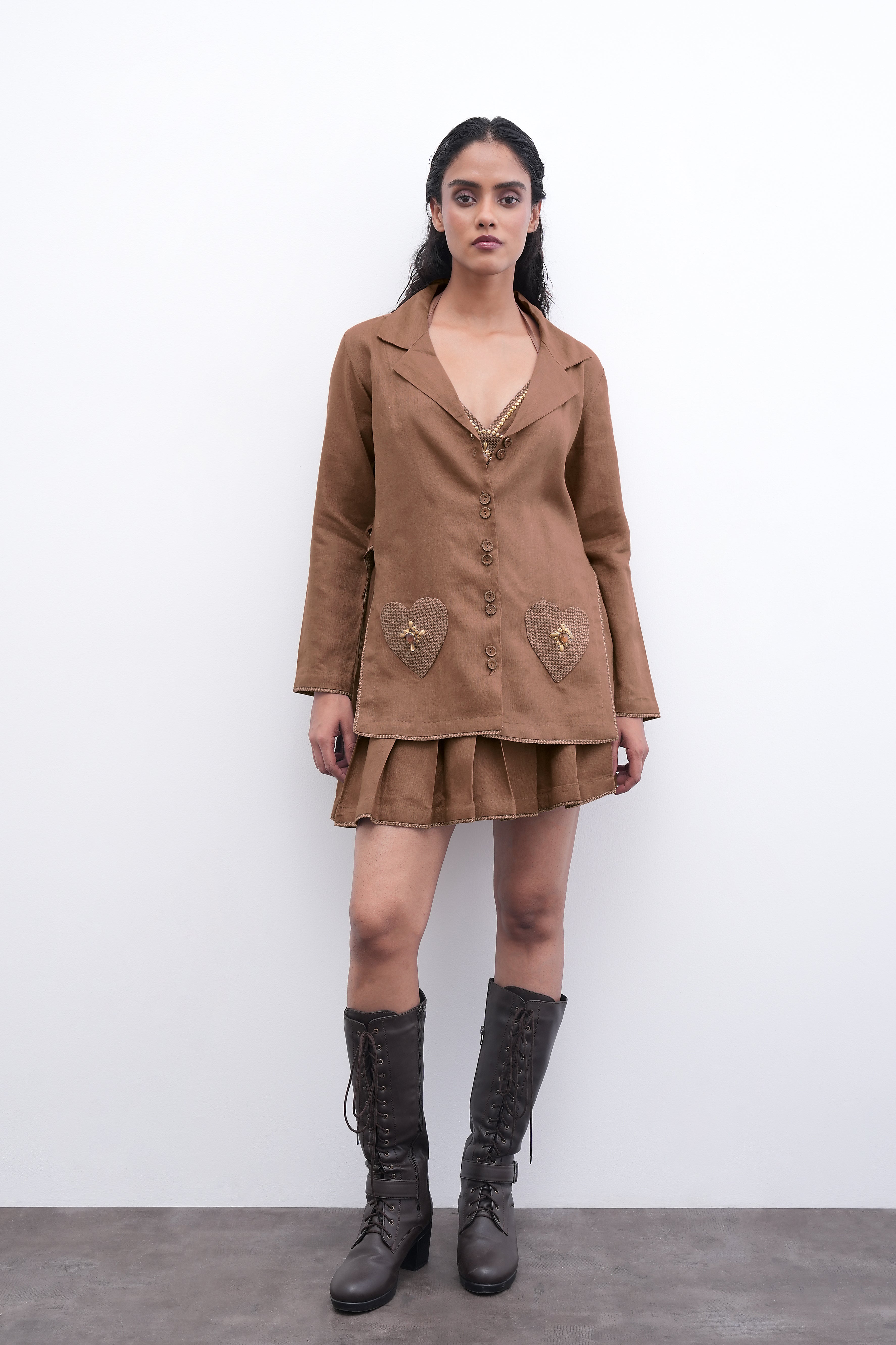 PLEATS & PULSE Blazer/Skirt Duo