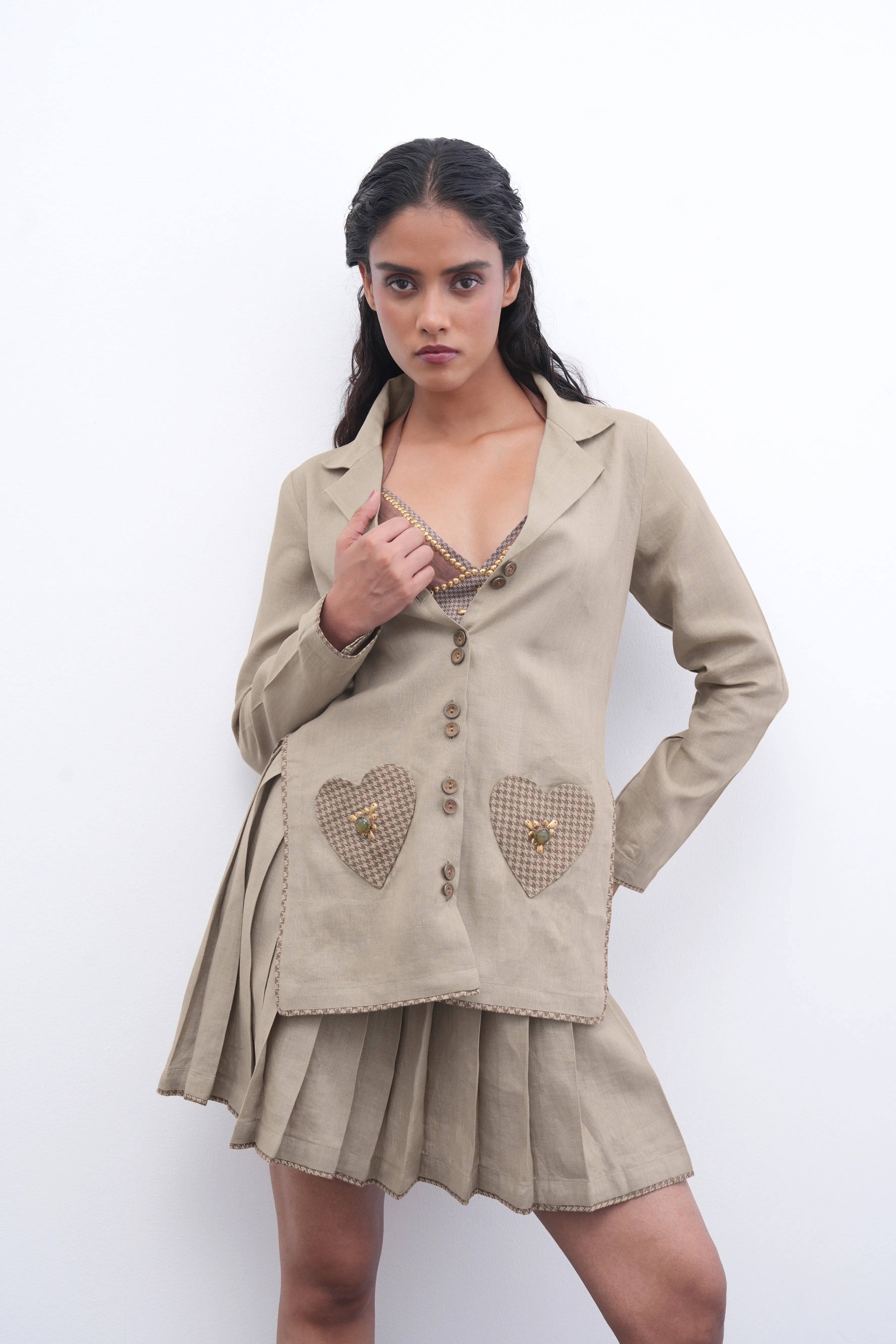 Pleats & Pulse Blazer/skirt duo