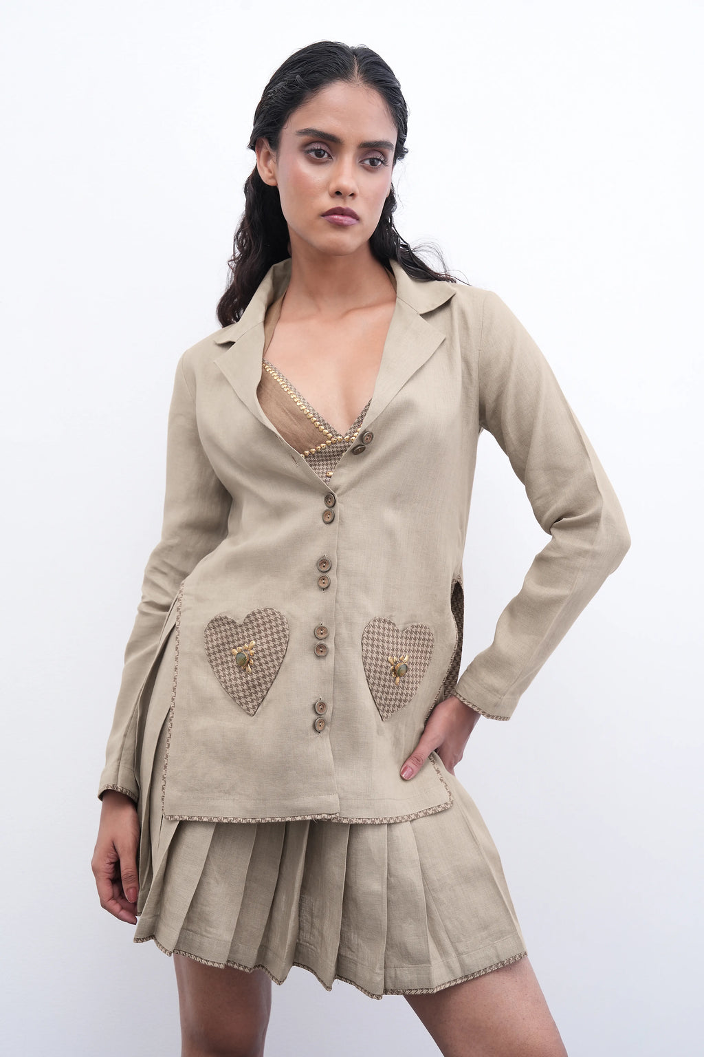 PLEATS & PULSE Blazer/Skirt Duo