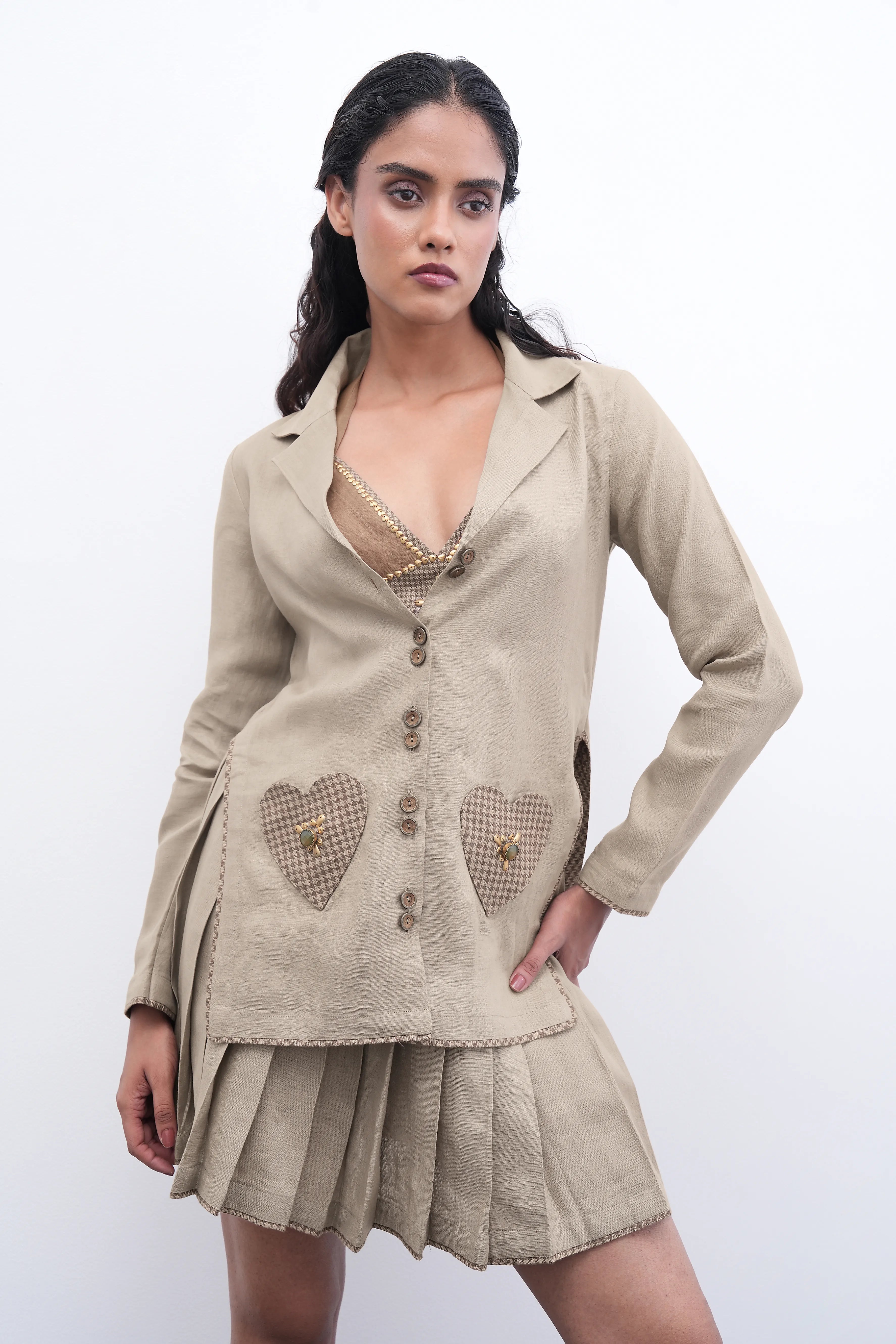 Pleats & Pulse Blazer/skirt duo