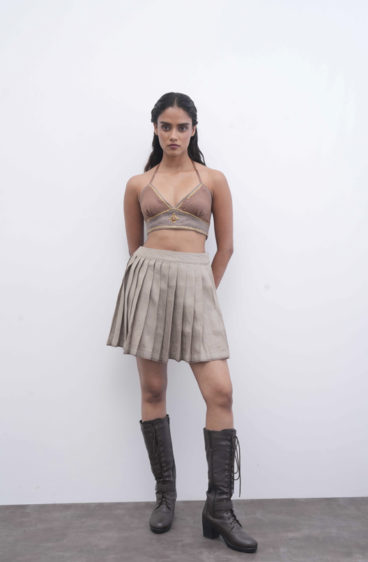 pleated skater skirt